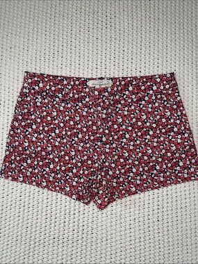 H&M Orange, Navy, and White Floral High-Waist Shorts